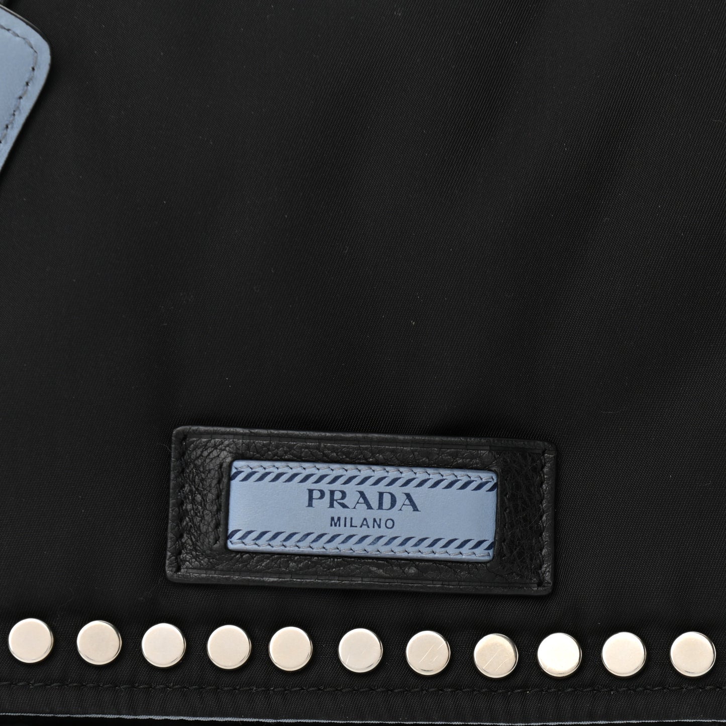 Tessuto Nylon Studded Etiquette Flap Black