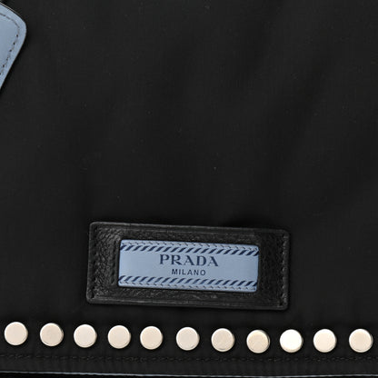 Prada Tessuto Nylon Studded Etiquette Flap Black 7 of 9