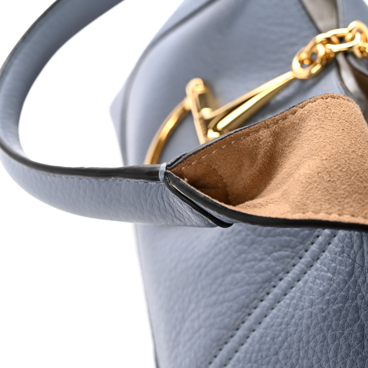 Grained Calfskin Softbit Medium Shoulder Bag Dusty Blue