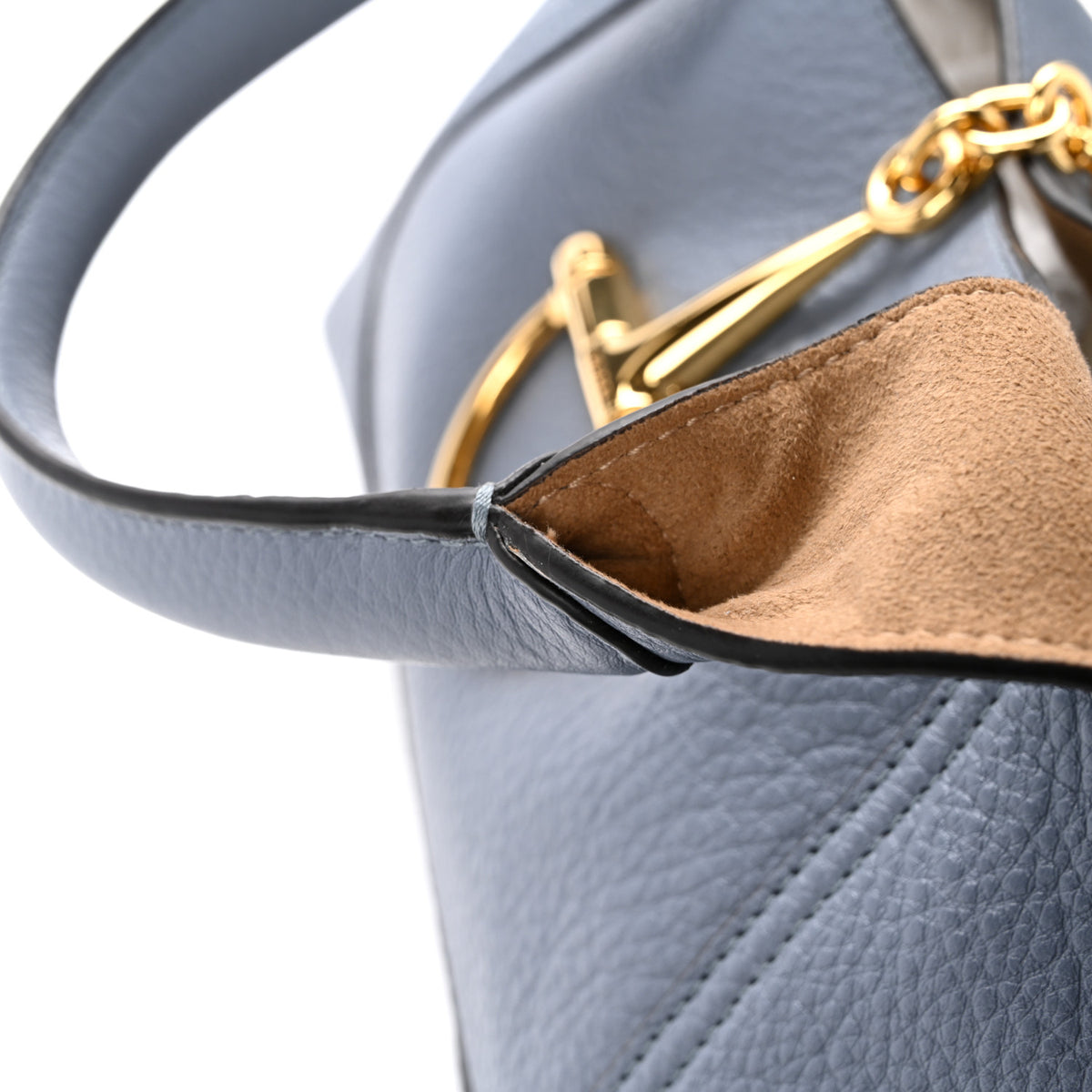 Gucci Grained Calfskin Softbit Medium Shoulder Bag Dusty Blue 12 of 12