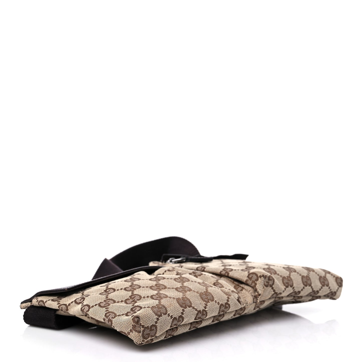GG Monogram Double Pocket Belt Bag Dark Brown