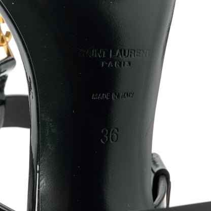 Saint Laurent Patent Calfskin Cassandra 75 Sandals 36 Black 6 of 9