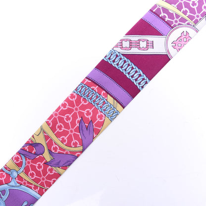 Hermes Silk La Promenade Du Matin Twilly Prune Rose Mauve 3 of 4