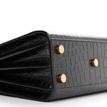 Saint Laurent Calfskin Crocodile Embossed Nano Sac De Jour Black 9 of 11