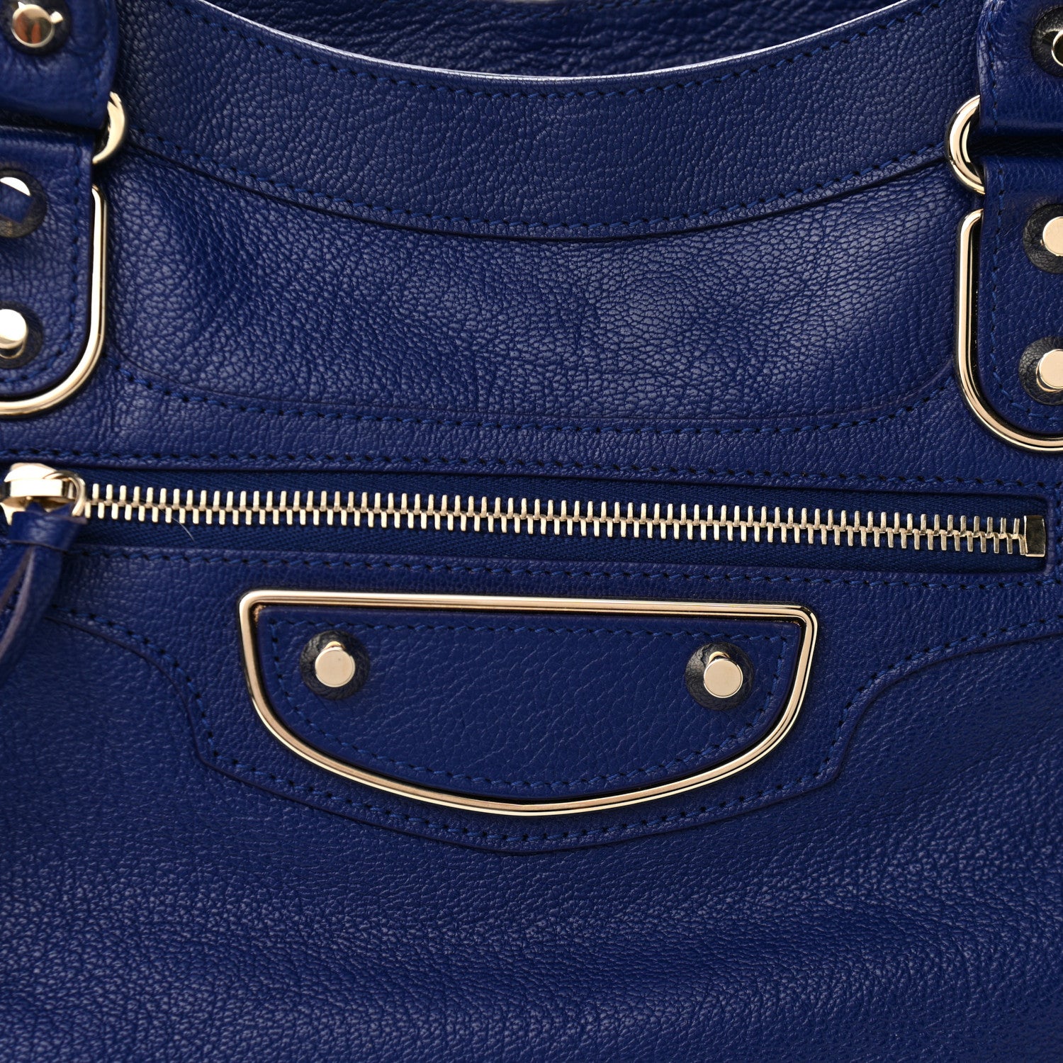 Balenciaga Chevre Gold Metallic Edge Hardware Velo Bleu Roi 7 of 9