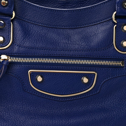 Balenciaga Chevre Gold Metallic Edge Hardware Velo Bleu Roi 7 of 9