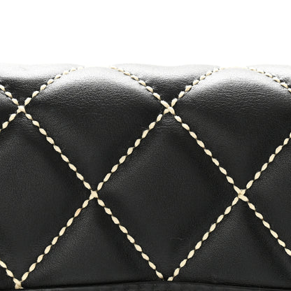 Chanel Calfskin Quilted Wild Stitch Large Top Handle Flap Black 8 of 16