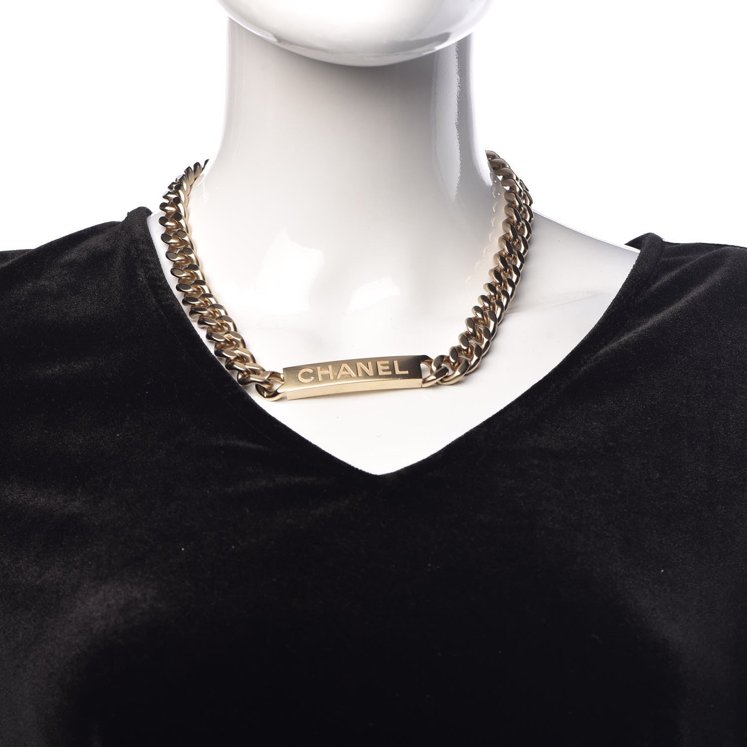 Chanel Oversized Chain Logo Necklace Gold 2 of 5