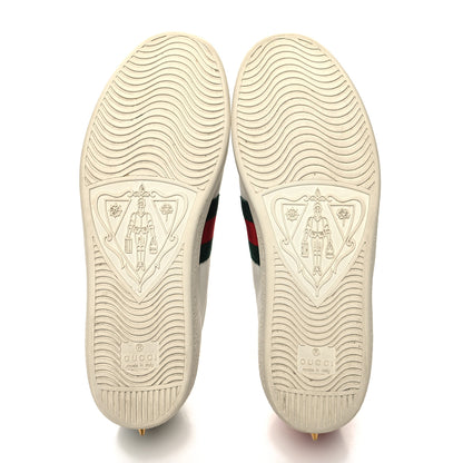 Gucci Calfskin Web Pearl Studded Womens Ace Sneakers 37.5 White 5 of 11