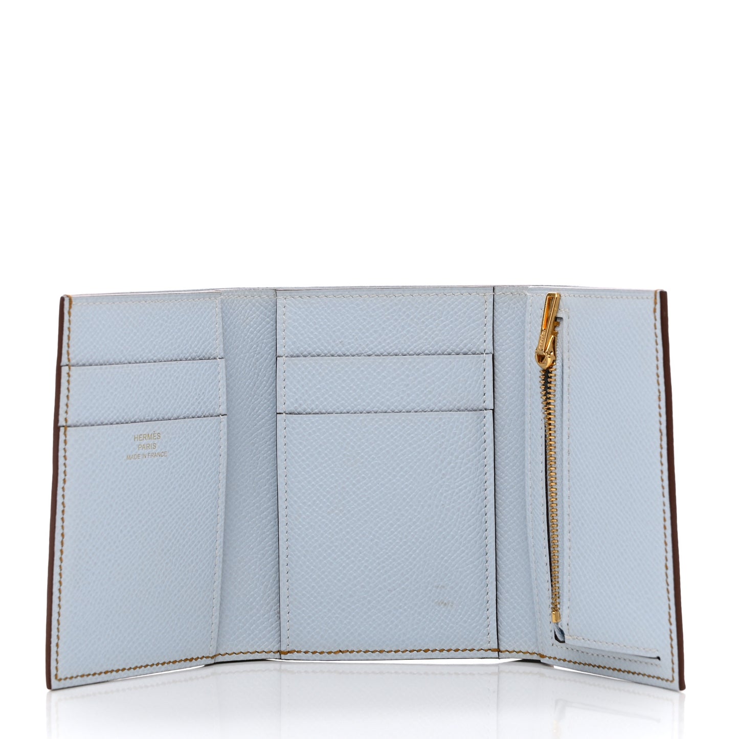 Epsom Verso Tri-Fold Bearn Compact Wallet Sesame Bleu Brume