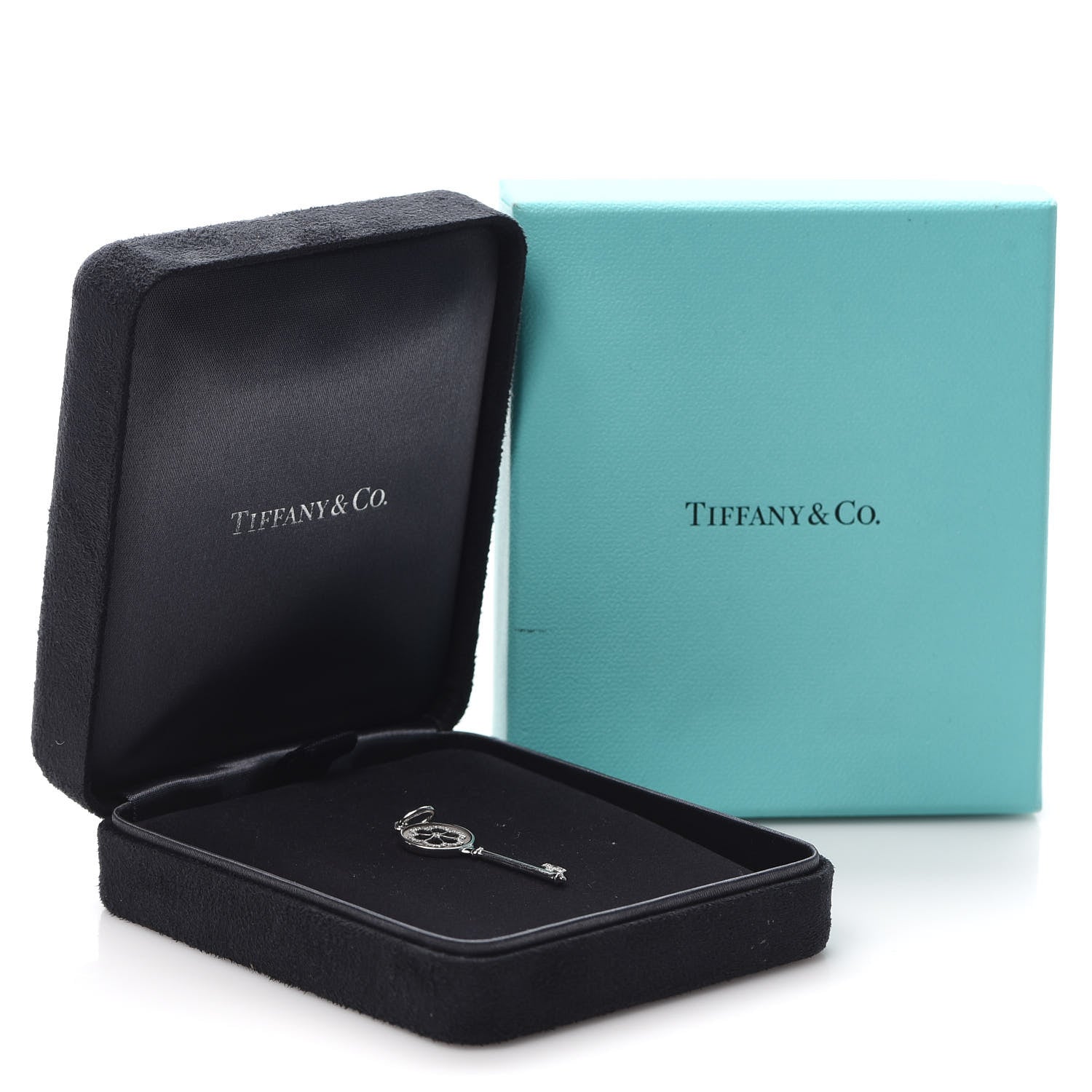 Tiffany 18K White Gold Diamond Blossom Key Pendant 4 of 4