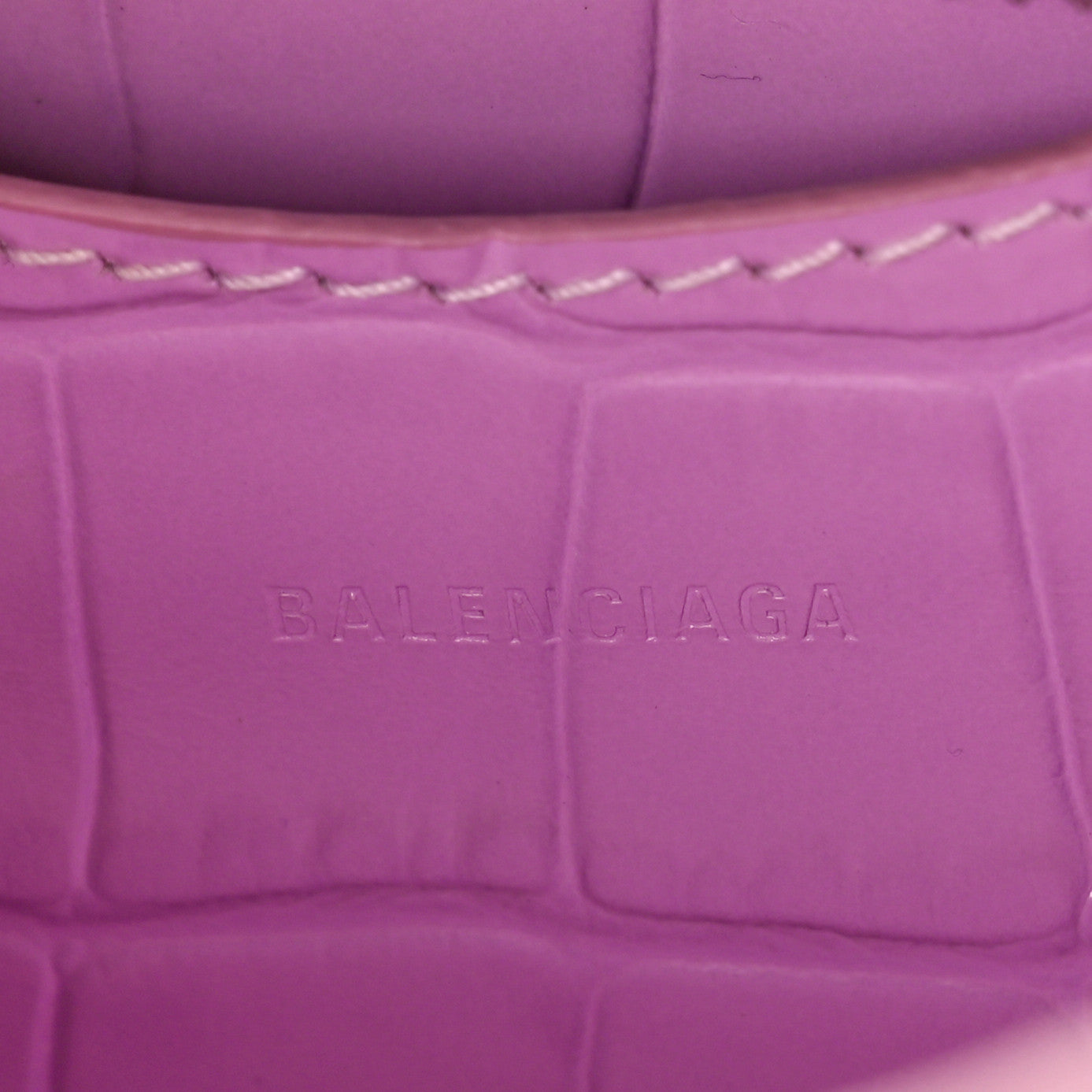 Balenciaga Calfskin Crocodile Embossed Neo Classic Silver Hardware Nano City Crossbody Lilac 6 of 8