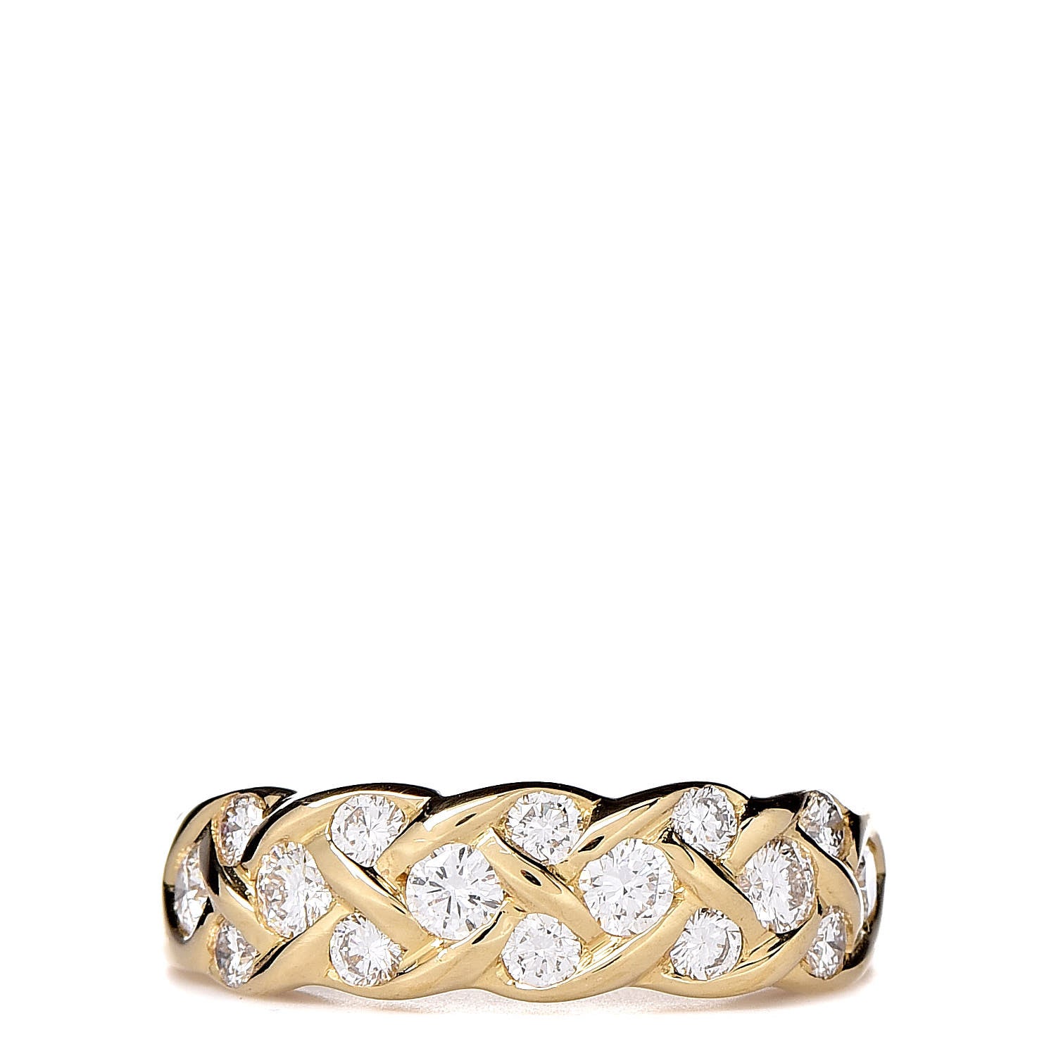 Tiffany 18K Yellow Gold Diamond Woven Band Ring 47 4.25 1 of 6