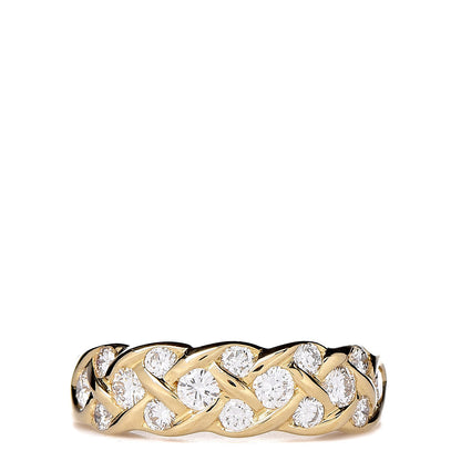 Tiffany 18K Yellow Gold Diamond Woven Band Ring 47 4.25 1 of 6
