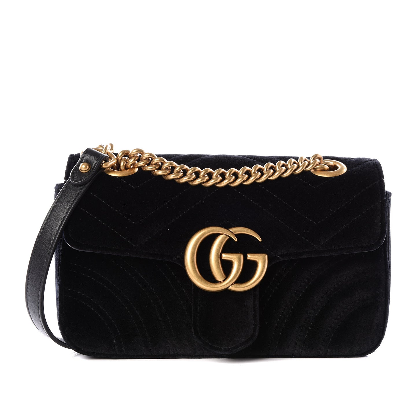 Velvet Matelasse Mini GG Marmont Shoulder Bag Black