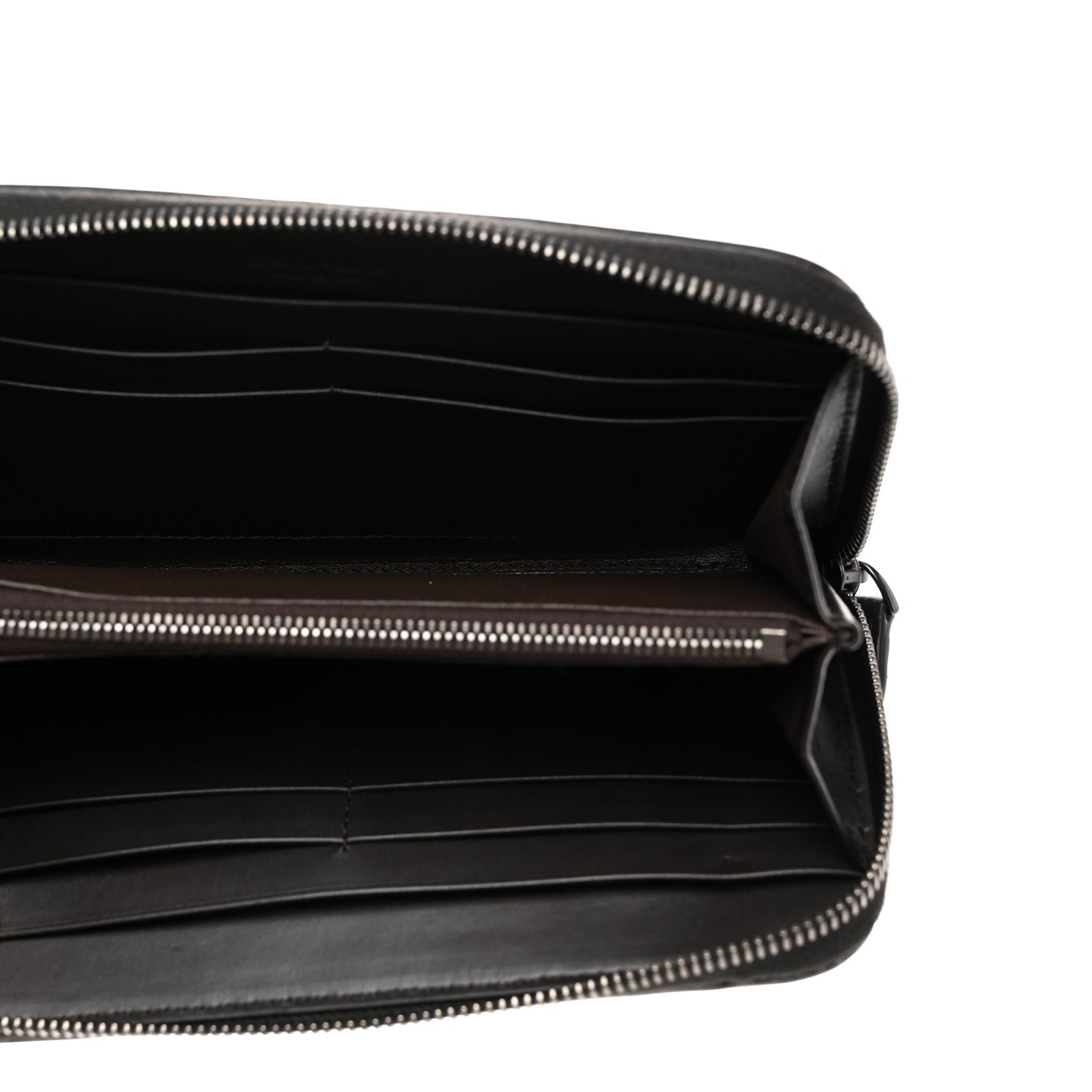 Nappa Intrecciato Zip Around Wallet Ebano