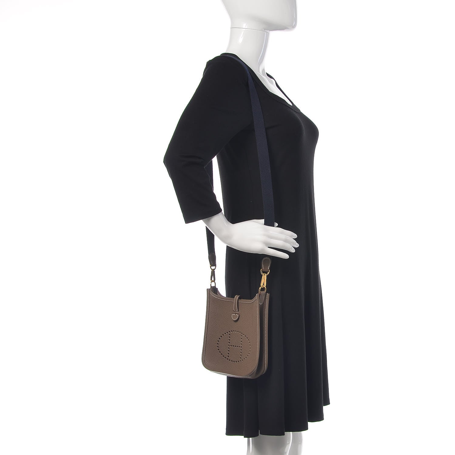 Hermes Taurillon Clemence Amazone Evelyne TPM Etoupe Bleu Indigo 2 of 11