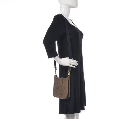 Hermes Taurillon Clemence Amazone Evelyne TPM Etoupe Bleu Indigo 2 of 11