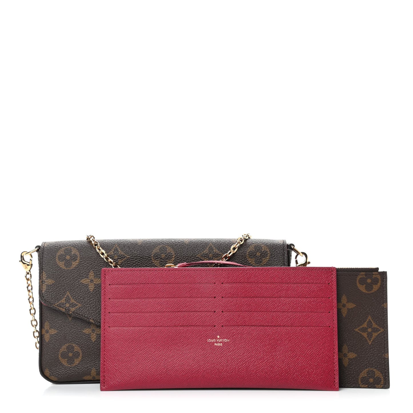 Monogram Pochette Felicie Chain Wallet Fuchsia