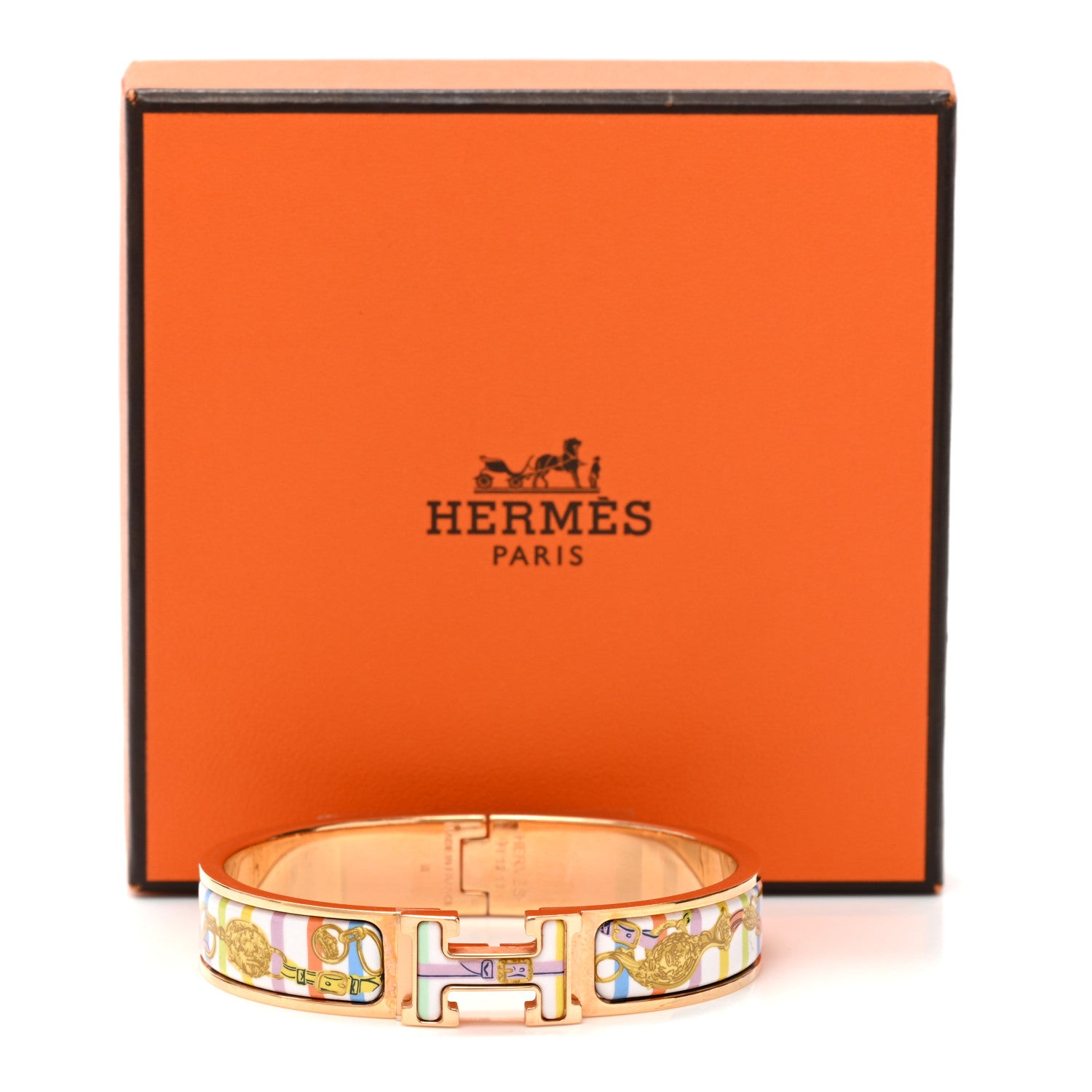 Hermes Enamel Printed Brides de Gala Bayadere Narrow Clic Clac H Bracelet PM Pastel Acidulé 5 of 5
