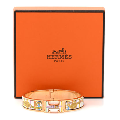 Hermes Enamel Printed Brides de Gala Bayadere Narrow Clic Clac H Bracelet PM Pastel Acidulé 5 of 5
