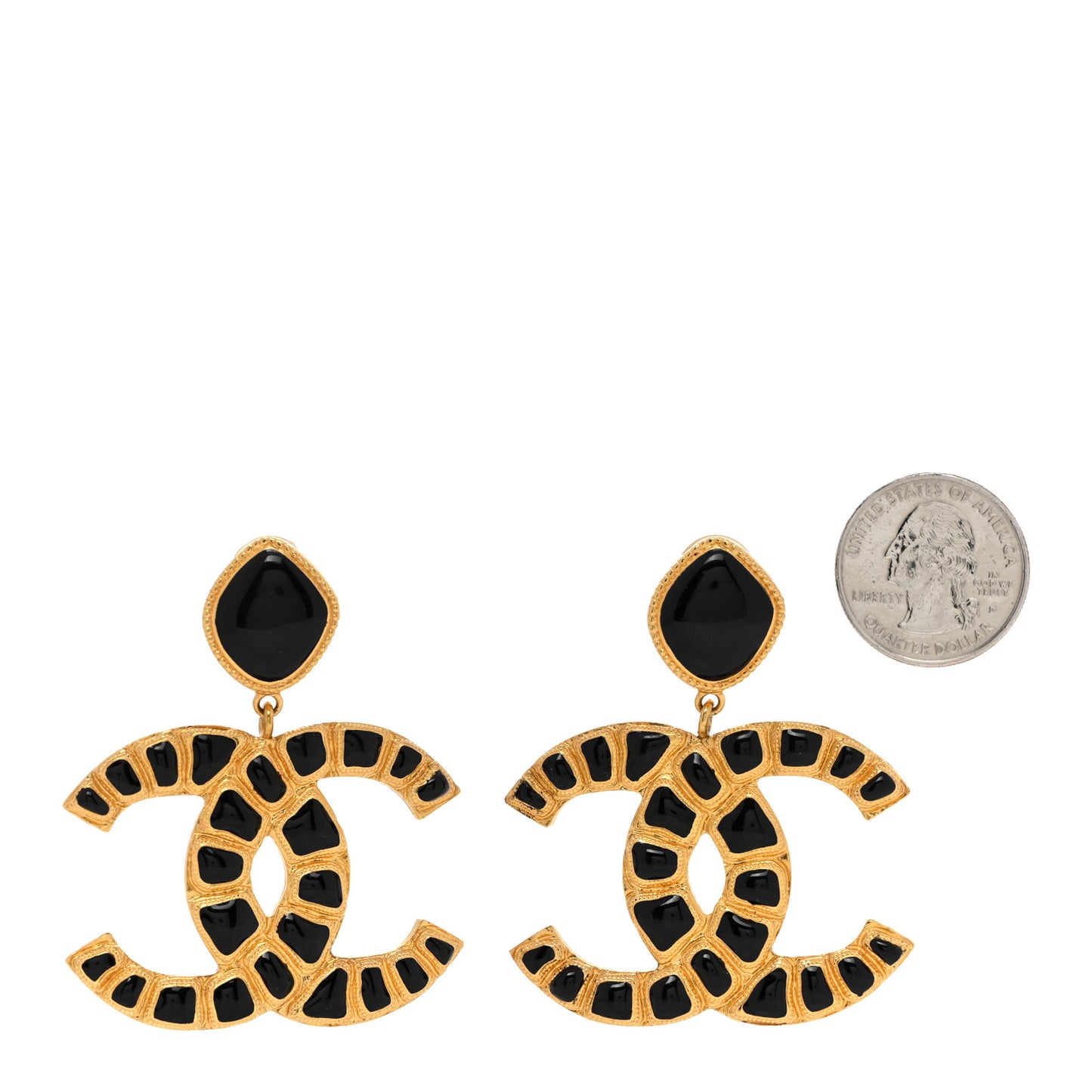 Resin Along The Nile CC Clip On Earrings Gold Black