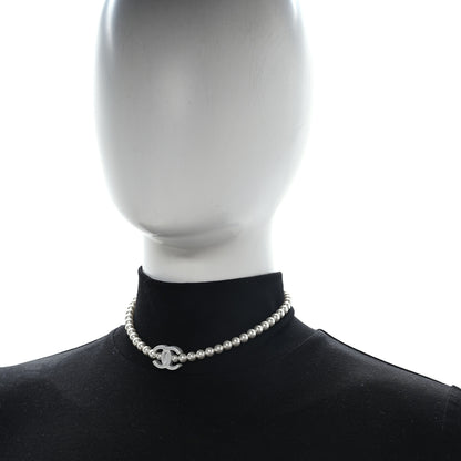 Chanel Pearl Resin CC Choker Necklace Pearly White Silver 2 of 5
