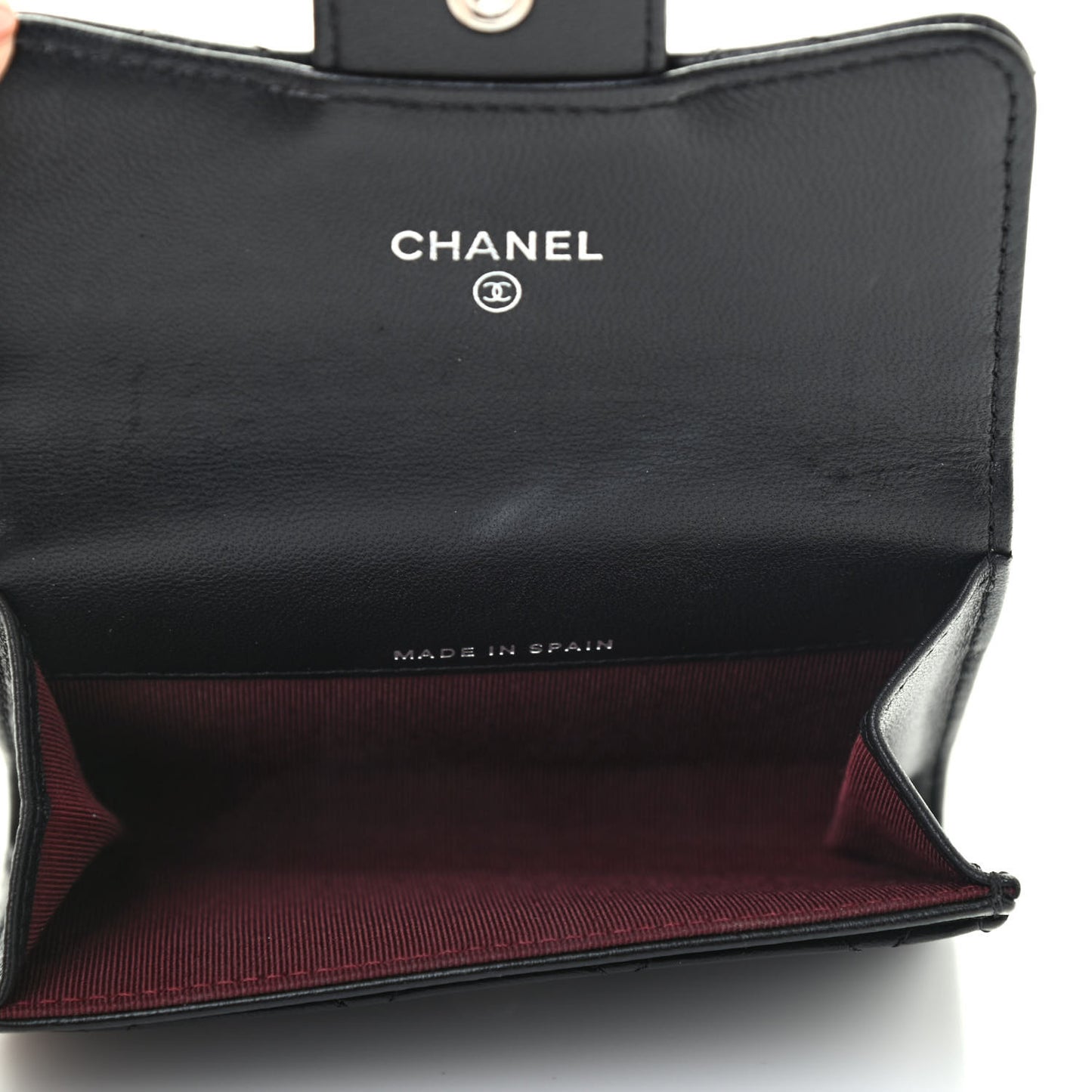 Lambskin Quilted Flap Card Holder Black