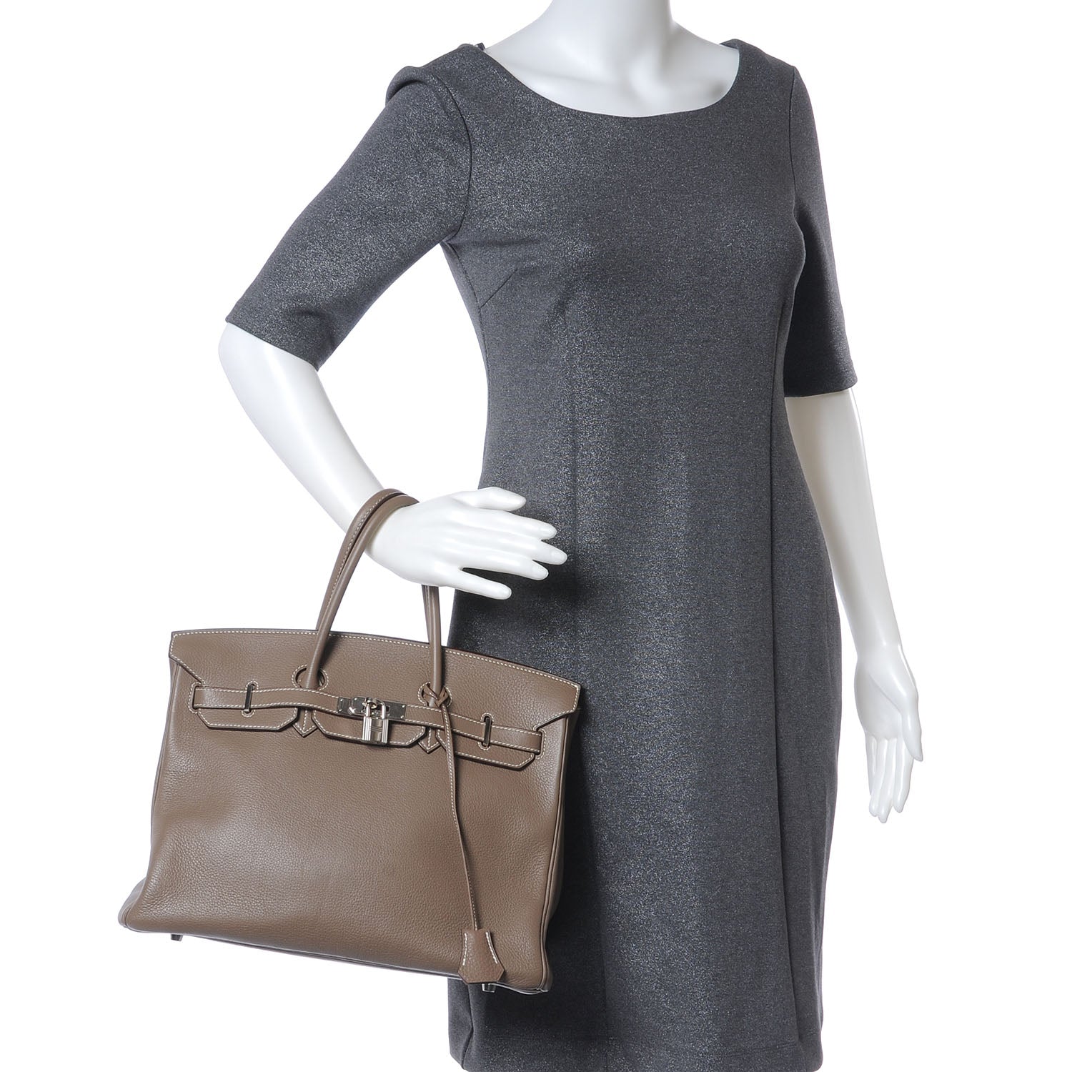 Hermes Taurillon Clemence Birkin 35 Etoupe 2 of 8