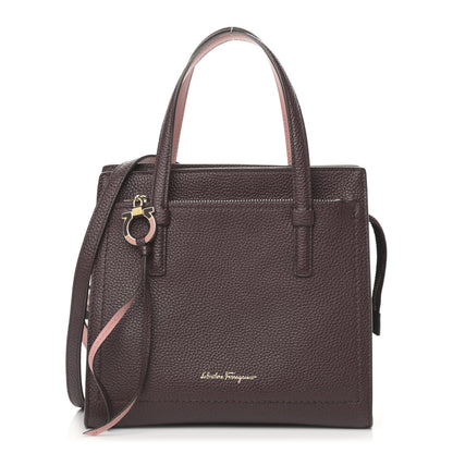 Salvatore Ferragamo Hammered Calfskin Double Handle Small Amy Tote Red 1 of 10