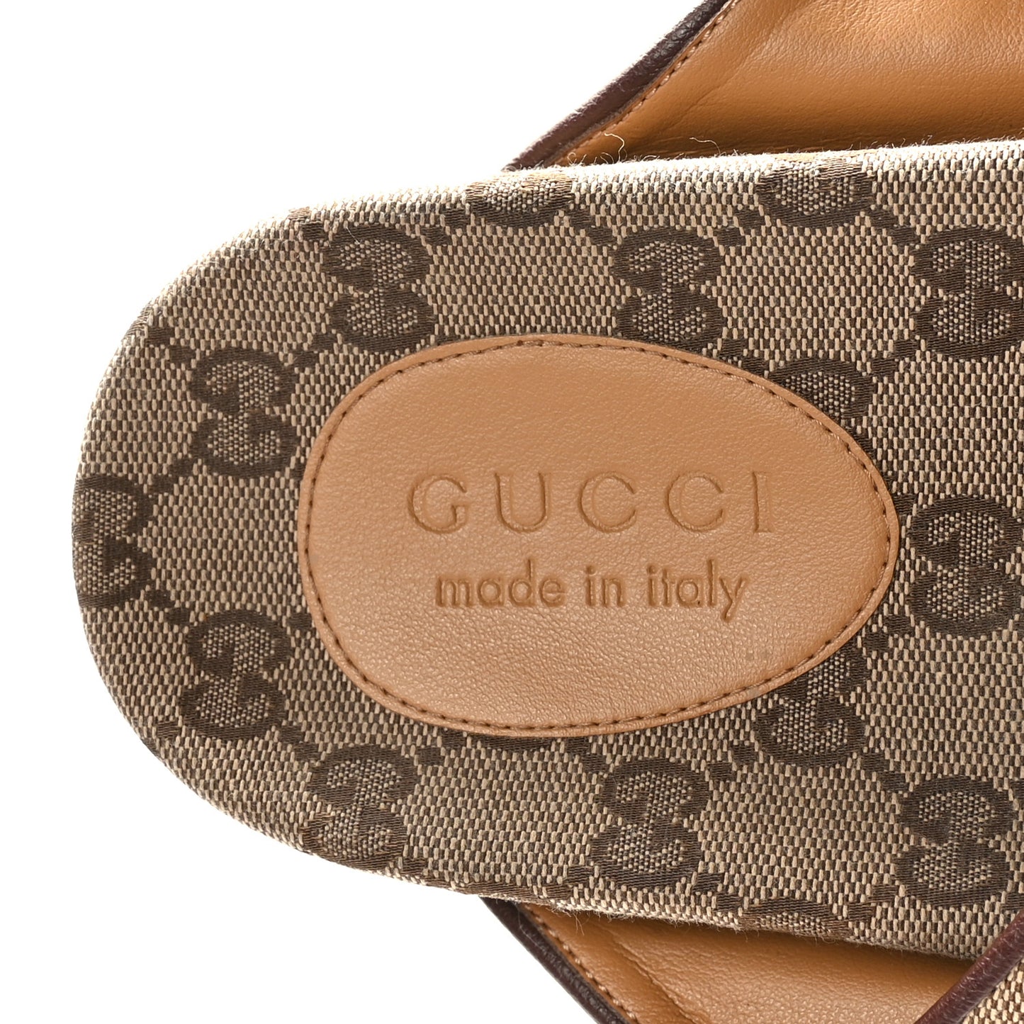 GG Monogram Lavaredo Eco Fabric Mens Slide Sandals With Straps 10 Beige Ebony Light Brown