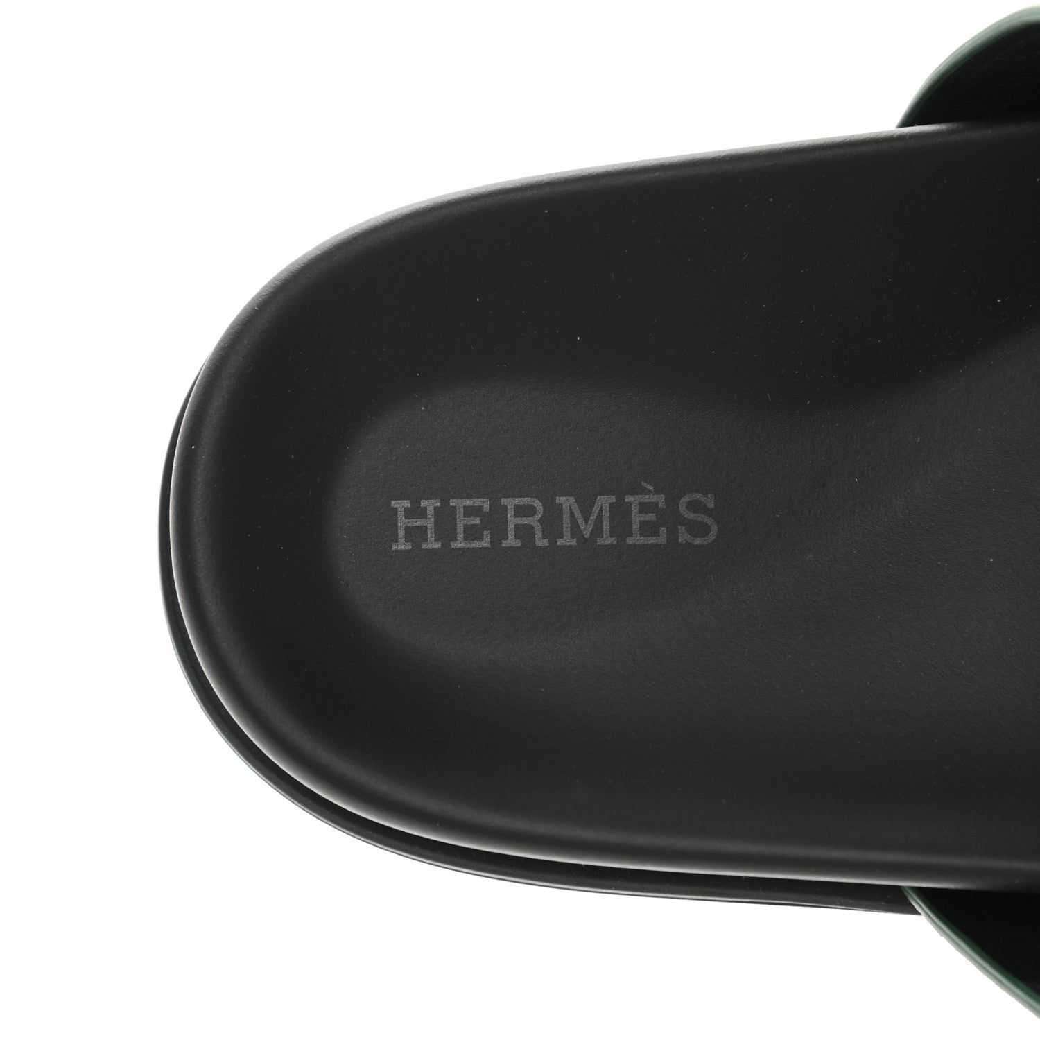 Hermes Suede Goatskin Womens Chypre Sandals 38.5 Vert Electrique 7 of 9