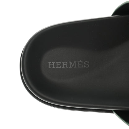Hermes Suede Goatskin Womens Chypre Sandals 38.5 Vert Electrique 7 of 9