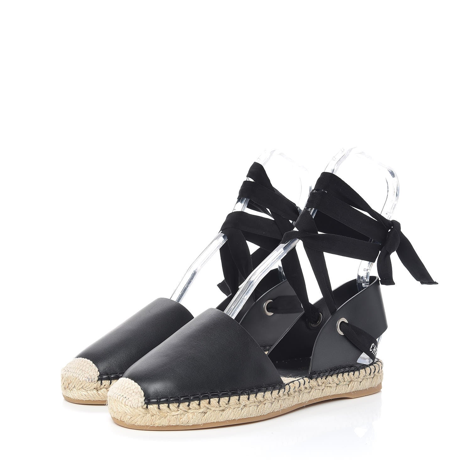 Christian Dior Calfskin Nicely-D Ankle Tie Espadrilles Flats 40 Black 3 of 7
