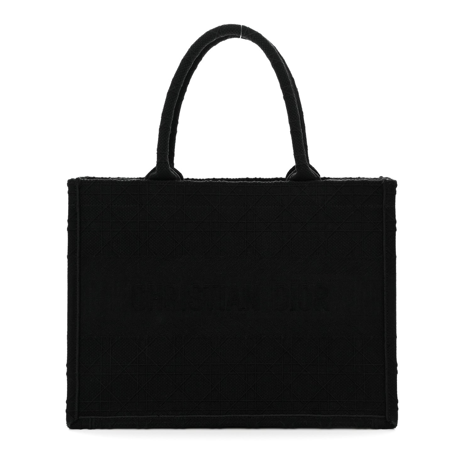 Canvas Embroidered Cannage Medium Book Tote Black Multicolor