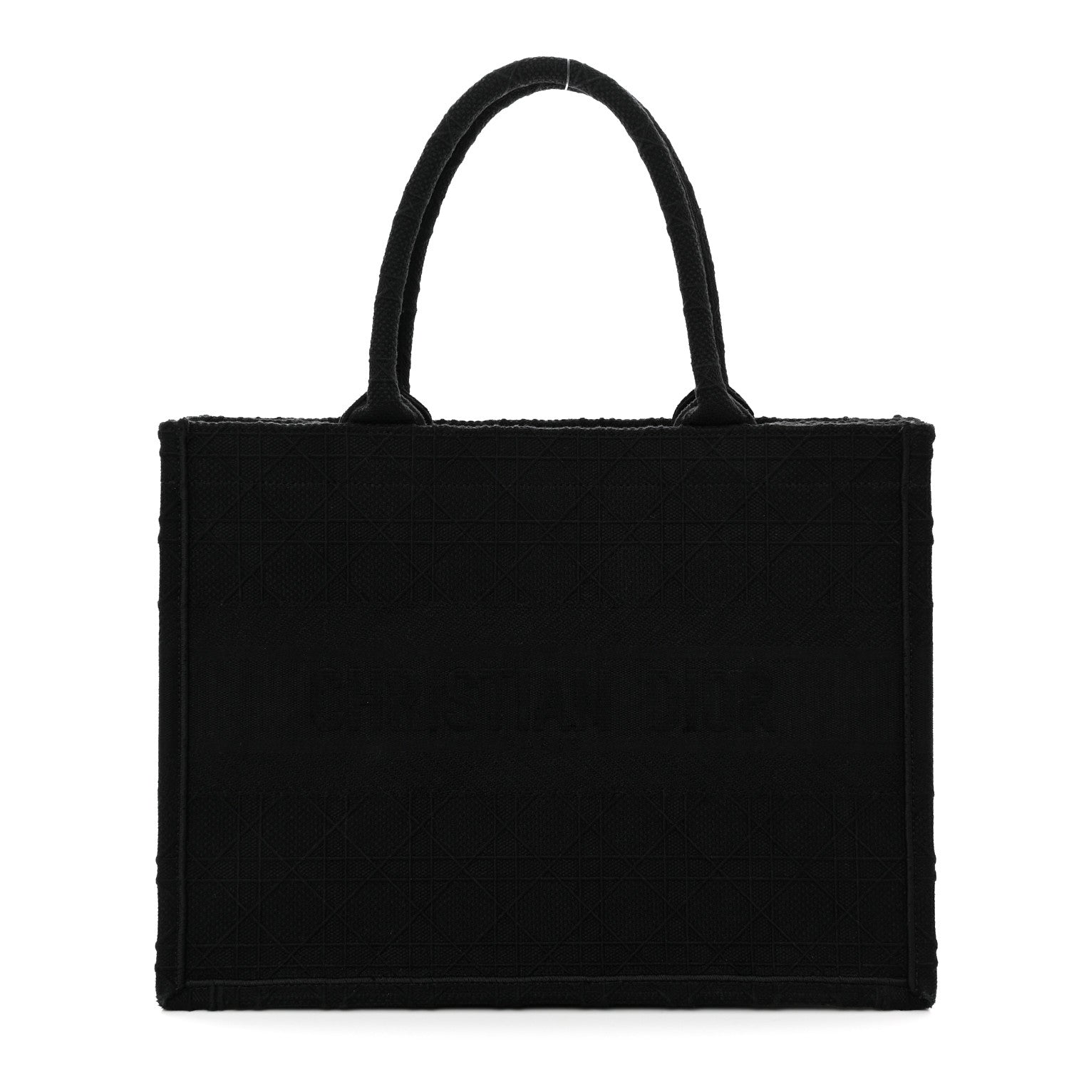 Christian Dior Canvas Embroidered Cannage Medium Book Tote Black Multicolor 1 of 12