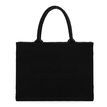 Christian Dior Canvas Embroidered Cannage Medium Book Tote Black Multicolor 1 of 12