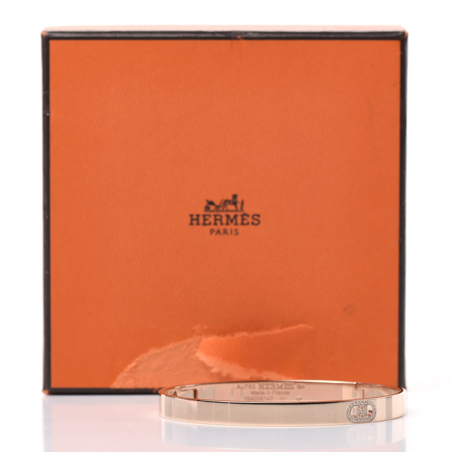 Hermes 18K Rose Gold Diamond PM H D'Ancre Bracelet SH 5 of 5