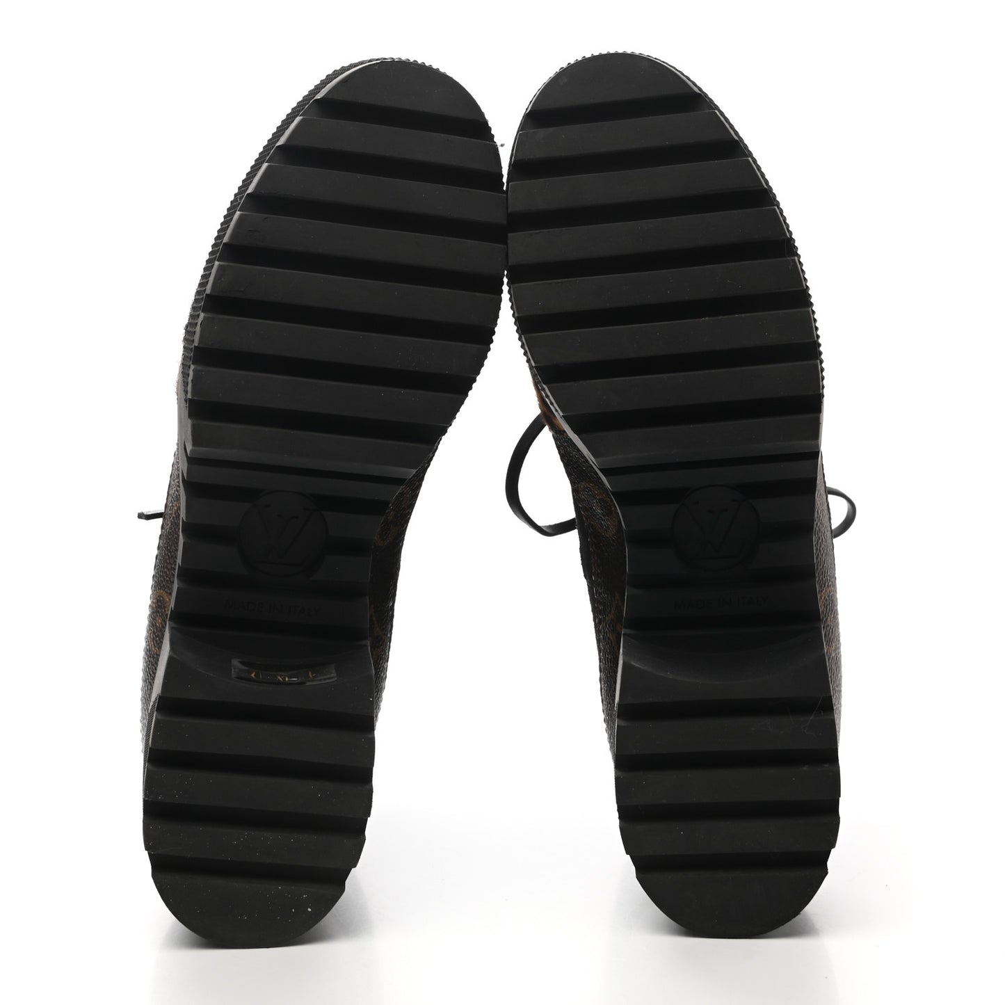 Suede Calfskin Monogram Calf Hair Laureate Platform Desert Boots 39 Black