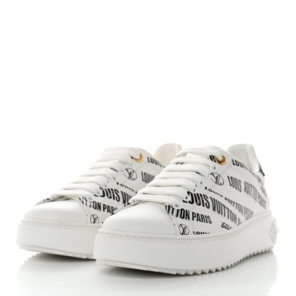 Louis Vuitton Calfskin Printed Time Out Trainer Sneakers 38 White 3 of 8