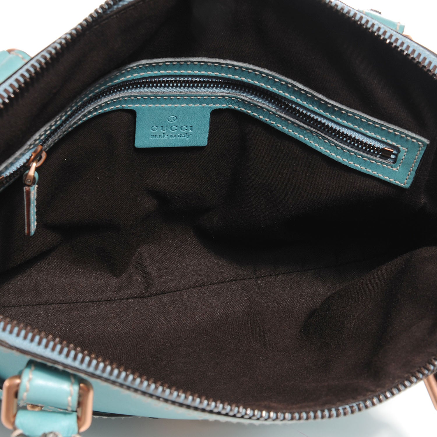 Gucci Leather Reins Tote Turquoise 7 of 9