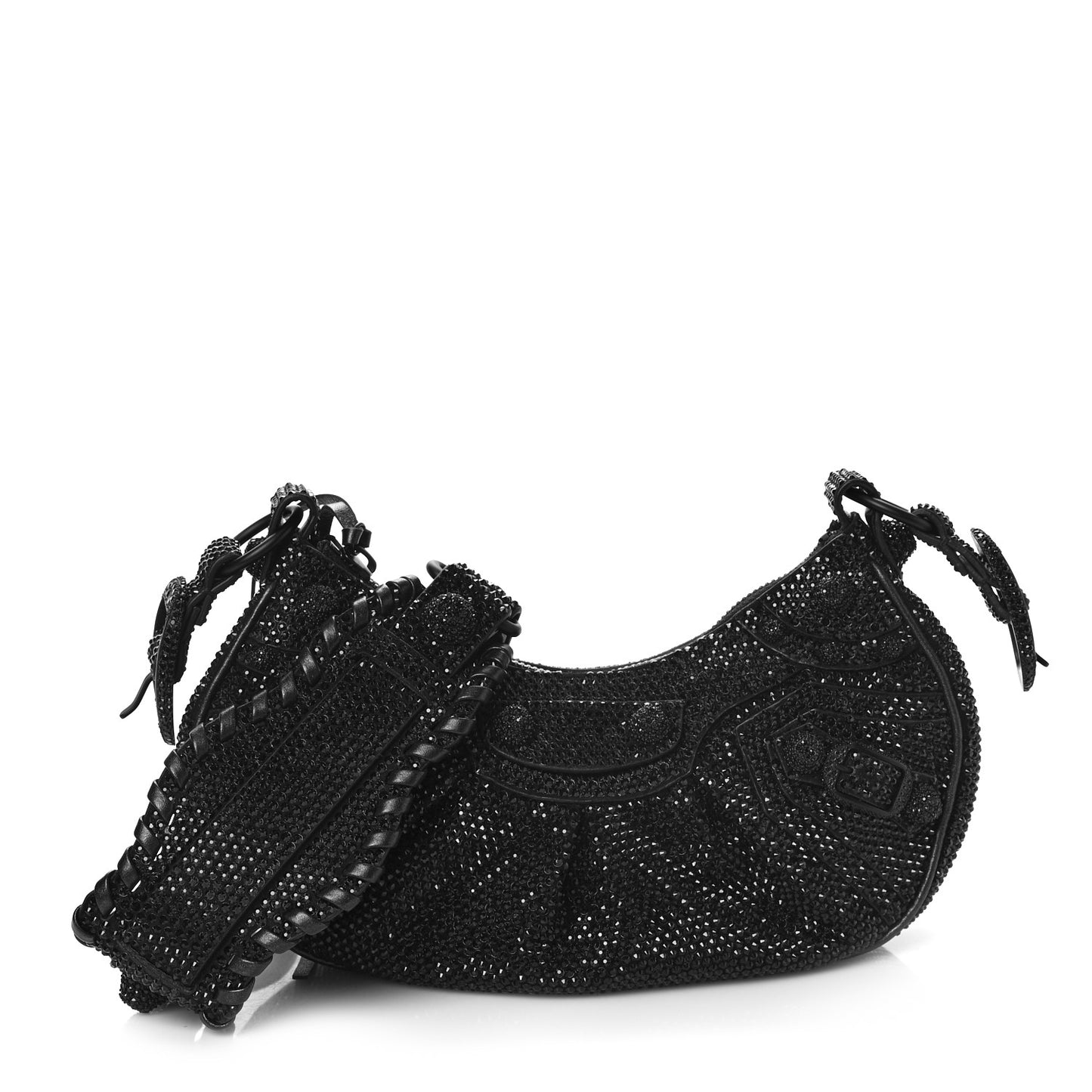 Strass Suede Le Cagole Shoulder Bag XS Black Jet