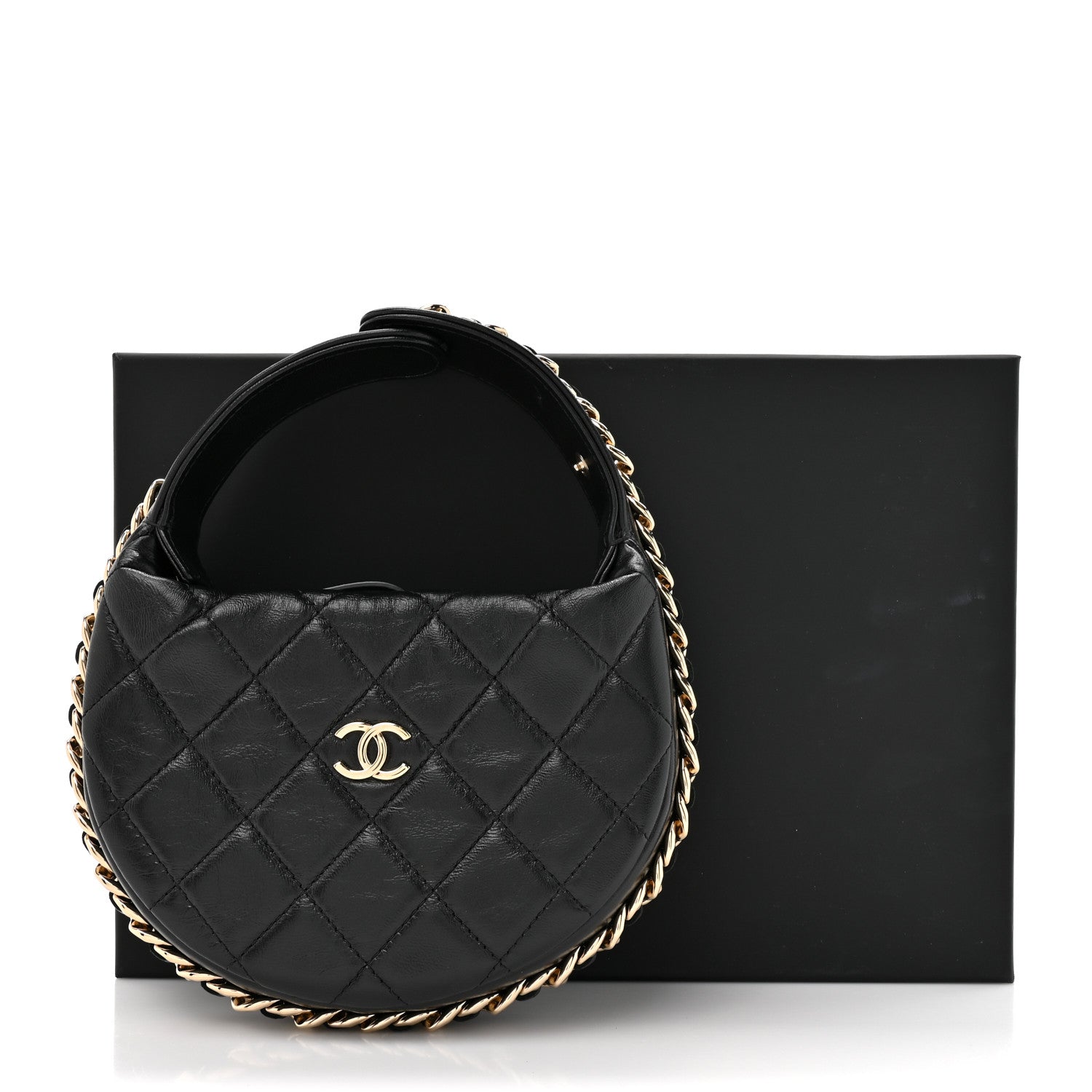 Chanel Lambskin Quilted Chain Around Pouch Black 11 of 11