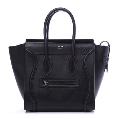 Celine Drummed Calfskin Micro Luggage Black 1 of 11