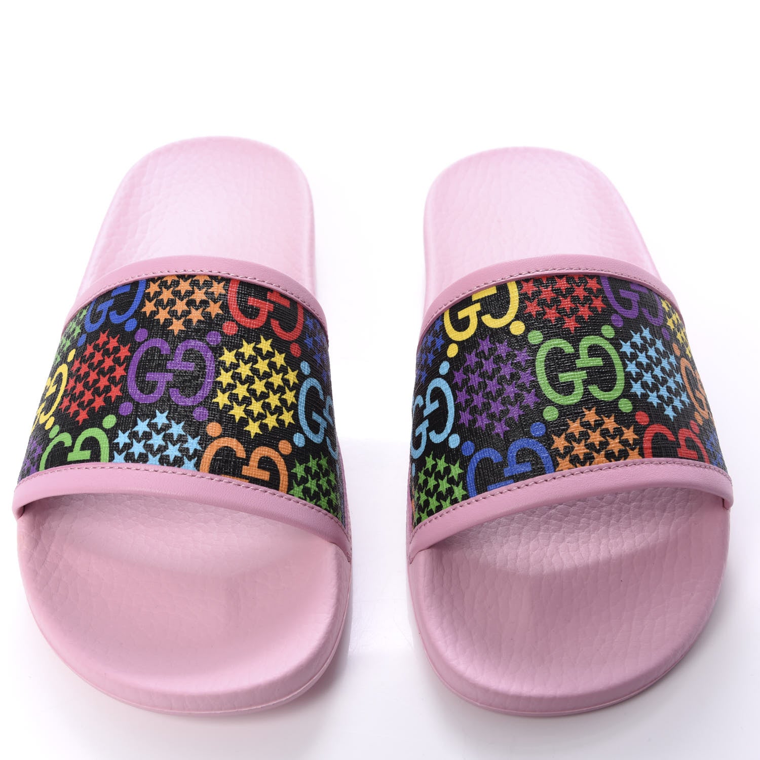 Gucci GG Supreme Monogram Psychedelic Slide Sandals 36 Black Multicolor Sugar Pink 5 of 11