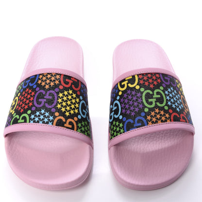 Gucci GG Supreme Monogram Psychedelic Slide Sandals 36 Black Multicolor Sugar Pink 5 of 11