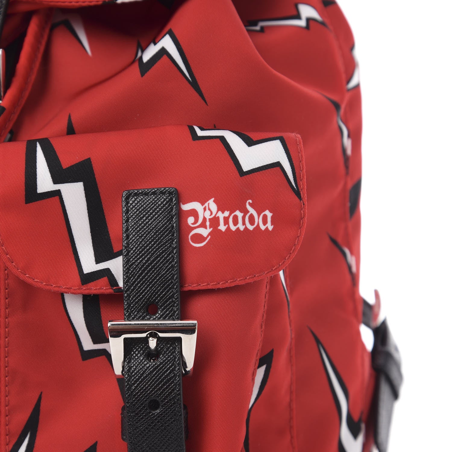 Prada X UNIVERSAL STUDIOS Tessuto Nylon Saffiano Thunder Frankenstein Backpack Rosso Black 9 of 10
