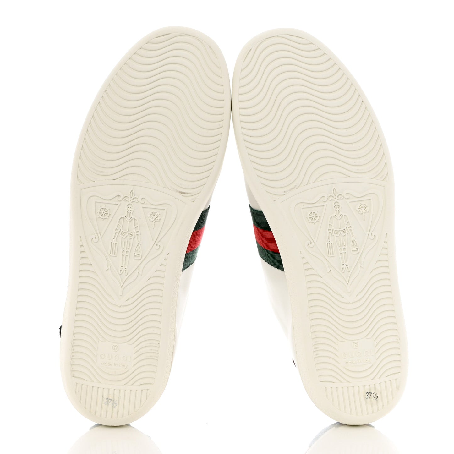 Calfskin Web Floral Embroidered Womens Ace Sneakers 37.5 White