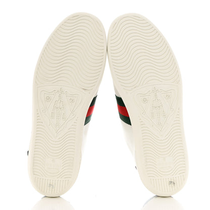 Gucci Calfskin Web Floral Embroidered Womens Ace Sneakers 37.5 White 5 of 9