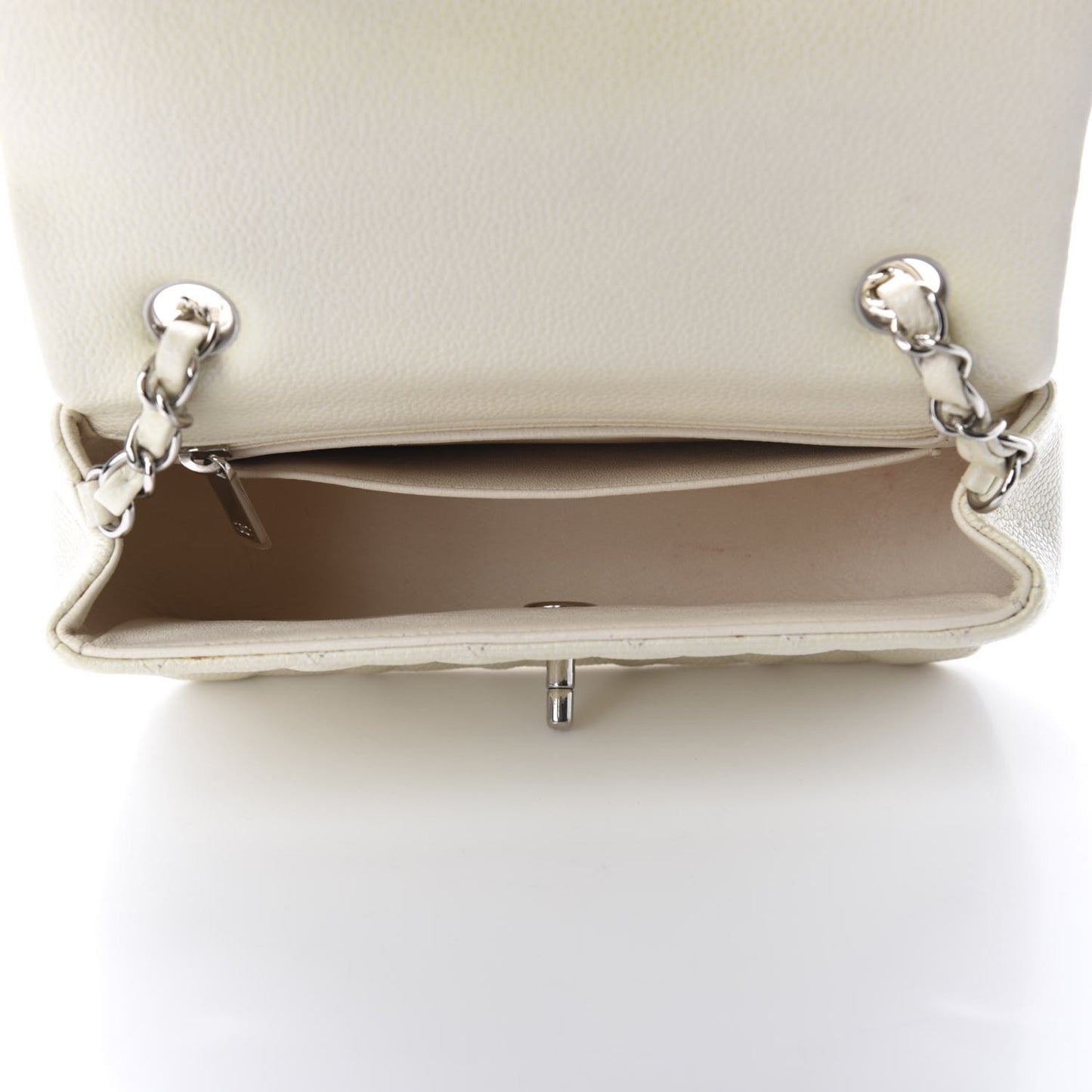 Caviar Quilted Mini Rectangular Flap White